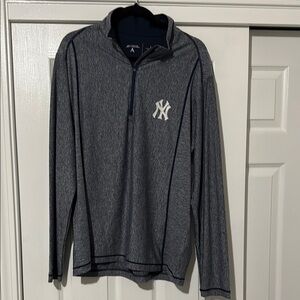 Gray New York Yankees Quarter-Zip Pullover large